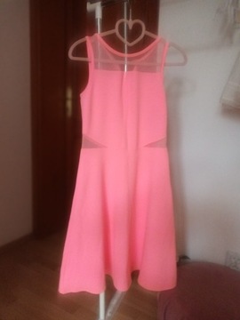 Neonowa sukienka różowa na wzrost 164 cm S