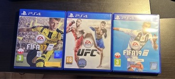 FIFA 17, FIFA 19, UFC 3 płyty PS4