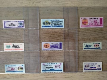 Zestaw banknotów chiny w stanie UNC w kartach Fischer