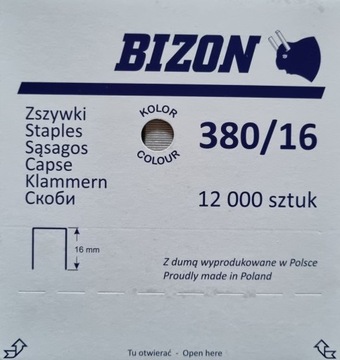 Zszywki tapicerskie BIZON 380/16 typ 80 12000 szt.