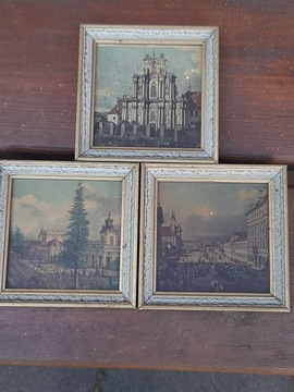 Canaletto Warszawa XVIII w. - zbiór 3 obrazków