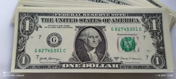 1 dolar USA nowe banknoty z roku 2017A seria G**