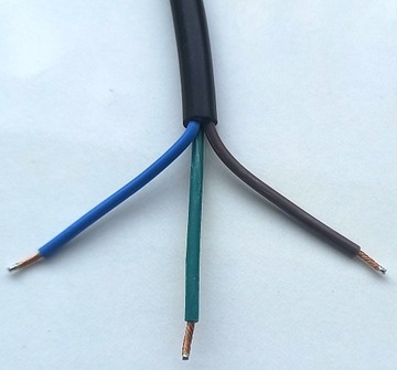 Przewód kabel trzyżyłowy 2x0,5mm2+1x0,75mm2 42cm