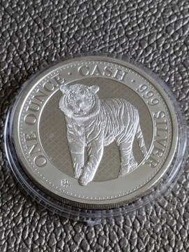 Ounce cash India wildlife tygrys uncja srebra 