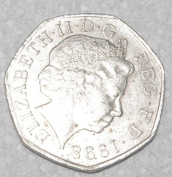  Moneta, WIELKA BRYTANIA, 50 Pence 1998
