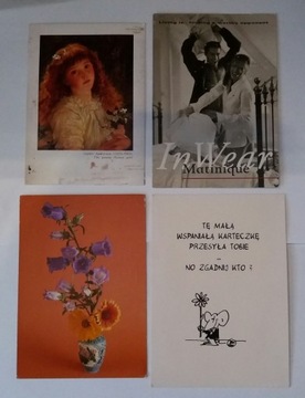 4 pocztówki Różne (zestaw)