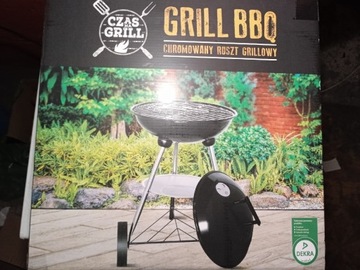 GRILL WĘGLOWY OKRĄGŁY KULISTY 37 cm ruszt " CZAS NA GRILL