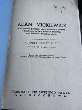 Adam Mickiewicz życiorys i listy 1944 rok