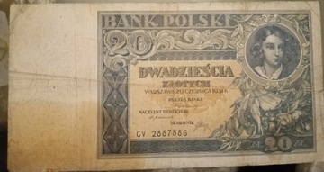 Banknot dwadzieścia złotych - 1931 rok.