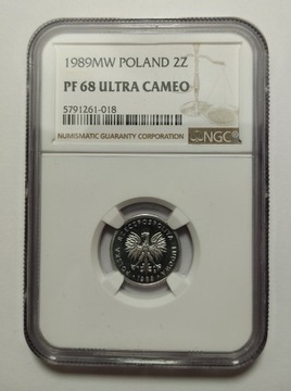 2 zł 1989, NGC PF 68 Ultra Cameo, lustrzanka