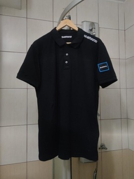 koszulka bluzka t-shirt męski czarny Shimano polo XL polówka aero classic s