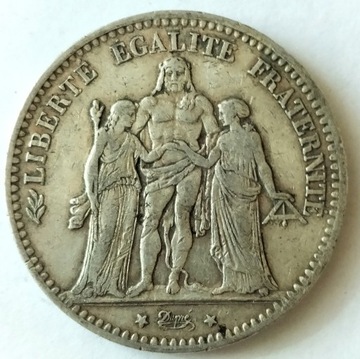 Francja 5 franków, 1875 r srebro