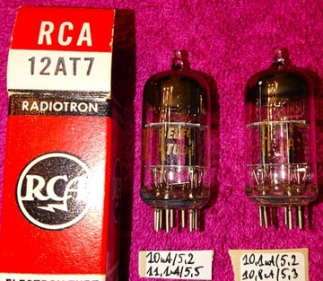 Para ecc81 12at7 RCA USA 97% CZARNY MAT ok.1955