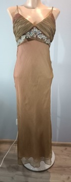 Sukienka jedwabna maxi SAND 100% silk beż ombre 