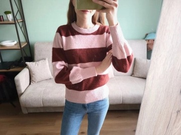 sweter sweterek różowy w paski ICHI S 36