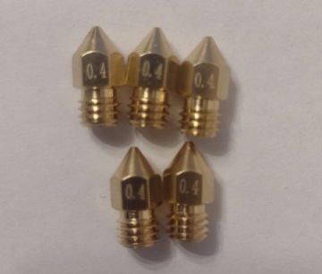 5x Dysza mosiężna 0,4mm M6 MK8 Creality Ender 3/5