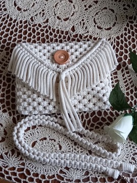 Torebka, makrama, handmade, boho, rękodzieło.