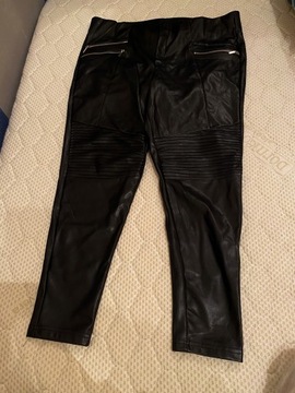 Skórzane czarne spodnie damskie rozmiar 48 EU