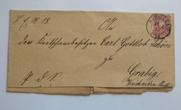 Obwoluta listu z miejscowości Sprottau z roku 1876