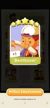 MONOPOLY Go GO! naklejka karta 5* Beatboxer
