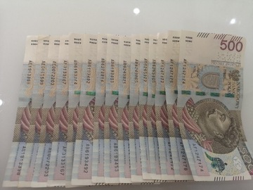 Banknoty 500 zł, różne serie 
