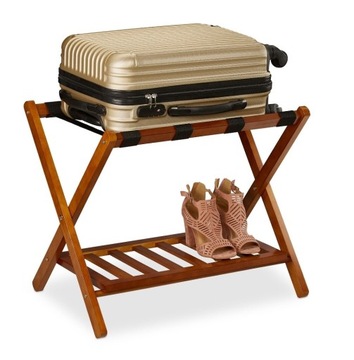 Składany stojak na bagaż na walizkę na buty hotelowy skladany drewniany