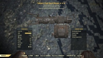 Fallout 76 (PC) V/E/25 minigun