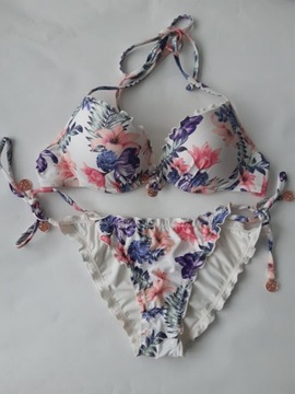 Strój kąpielowy dwuczęściowy bikini S 36 kwiaty