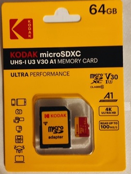 Karta pamięci Kodak MicroSDXC 64GB U3 V30 