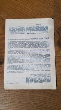 Pismo Solidarności Kronika Małopolska z 1986 roku