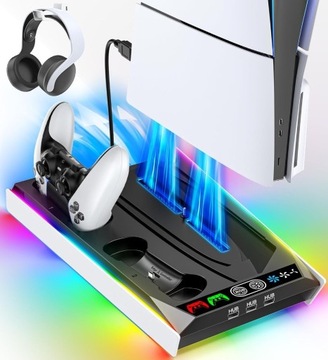 Stacja Chłodząca Podstawka RGB na Sony PS5 ładowarką do kontrolera