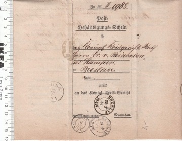 Niemcy Breslau certyfikat leczenia koperta unikat 1864 rok