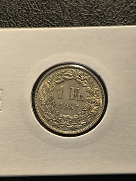 1 FRANK SZWAJCARSKI 1957 ROK SREBRO 0.835