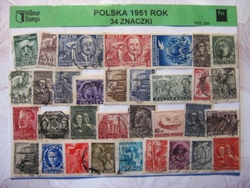 POLSKA 1951 ROK 34 ZNACZKI