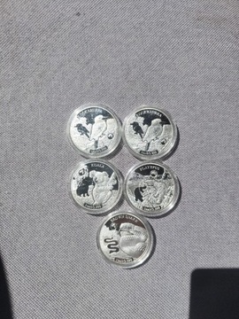 5 srebrnych monet platerowanych