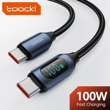 Kabel USB-C Toocki 100W z wyświetlaczem, dł. 1m