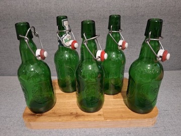 Butelki szklane z kapslem / korkiem na pałąku 5szt