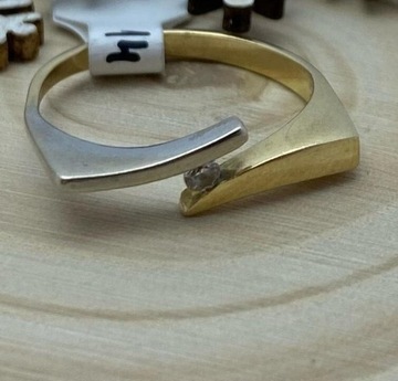 Wyjątkowy 585 2,17g rozmiar 14 białe złoto złoty pierścionek 14K R14 2.17g