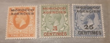 3 znaczki czyste Maroco Jerzy V