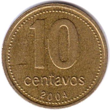 ARGENTYNA,10 centavo 2004, KM# 107 niemagnetyczna,