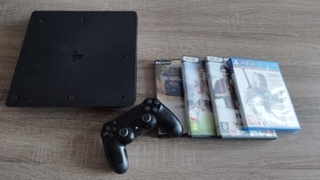 Playstation 4 SLIM 1TB + pad i 4 gry