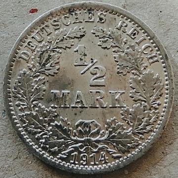 1/2 marki 1914 A      srebro 