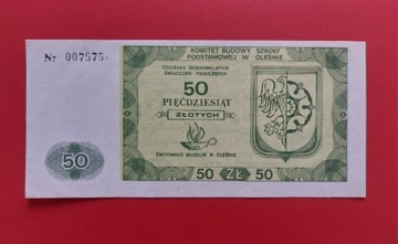 50 zlotych - cegiełka na budowę SP w Oleśnie 1985r