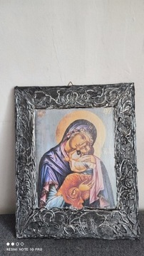 Obraz  Matki Bożej z Dzieciątkiem w stylu ikony 