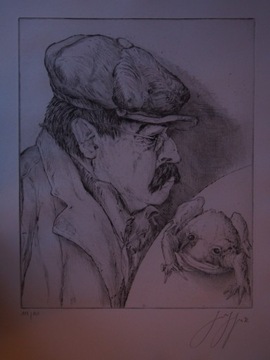 Günter Grass - akwaforta sygnowany autoportret