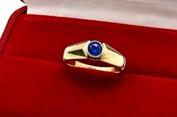 Okazały 4,01g 585 rozmiar 16 z niebieskim oczkiem jak szafir pierścionek