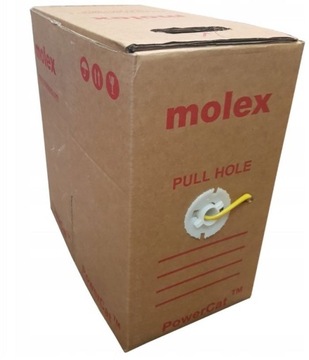 Kabel Molex U/UTP PowerCat 5e, 4 pary, PVC, Żółty