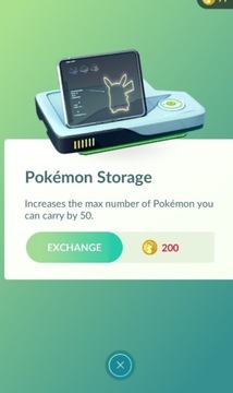 item Baga lub Pokemon Storage Pokemon go