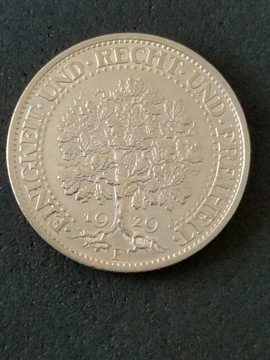 NIEMCY REP. WEIMARSKA, 5 Reichsmark, 1929 F-Piękna