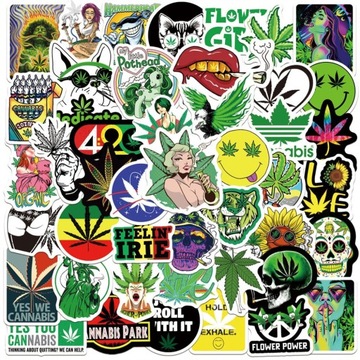 Naklejki Konopie Marihuana Cannabis 50 sztuk